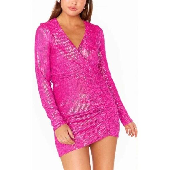 Show Me Your Mumu Party Hop Pink Disco Sequins Mini Dress M NWT - Picture 8 of 9